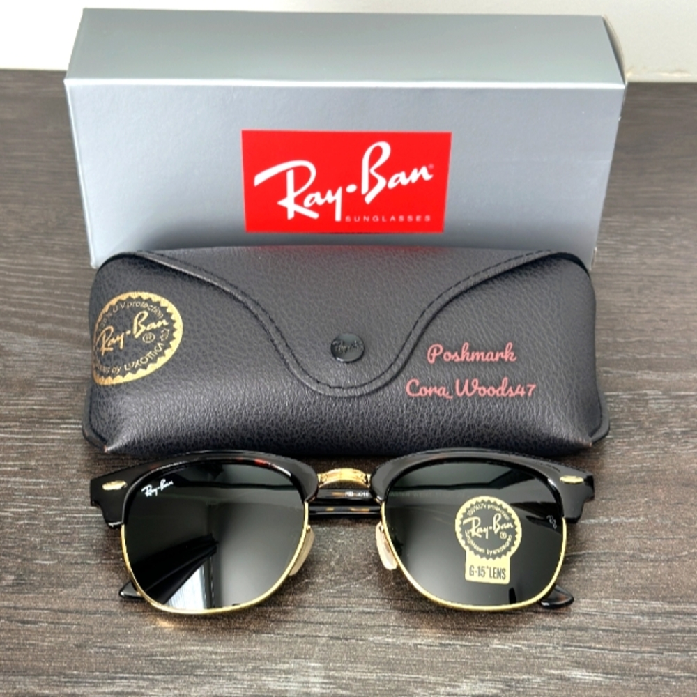 RayBan Clubmaster Green Lenses RB3016 Tortoise Frame Unisex New - Picture 13 of 16